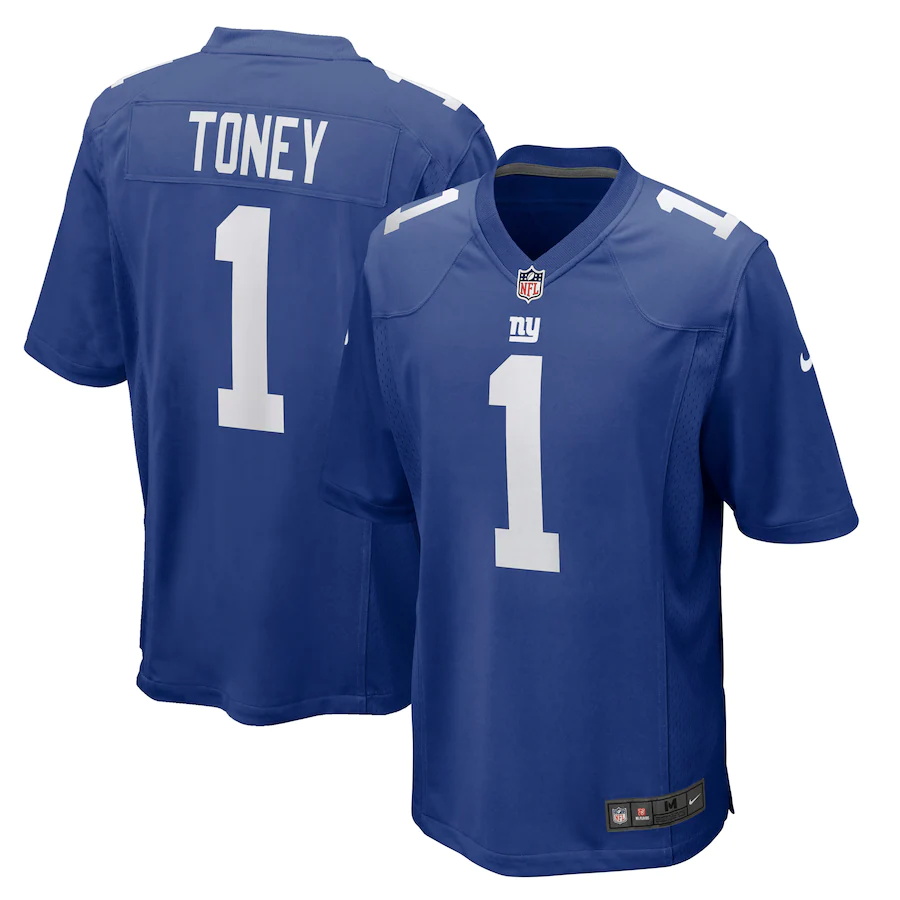 Mens New York Giants #1 Kadarius Toney Nike Royal 2021 NFL Draft First Round Pick Game Jersey